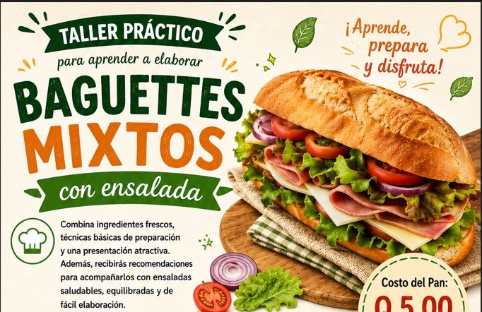 Banner de Baguette mixto con ensalada. 